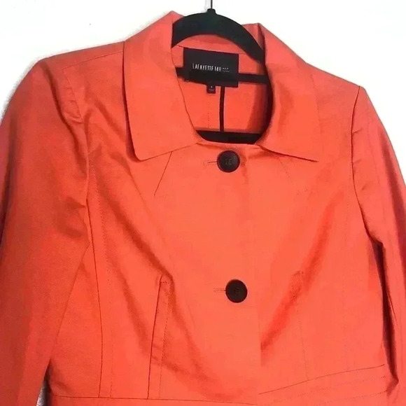 Lafayette 148 Orange Blazer Size 4 Coral Button Up - Picture 3 of 9
